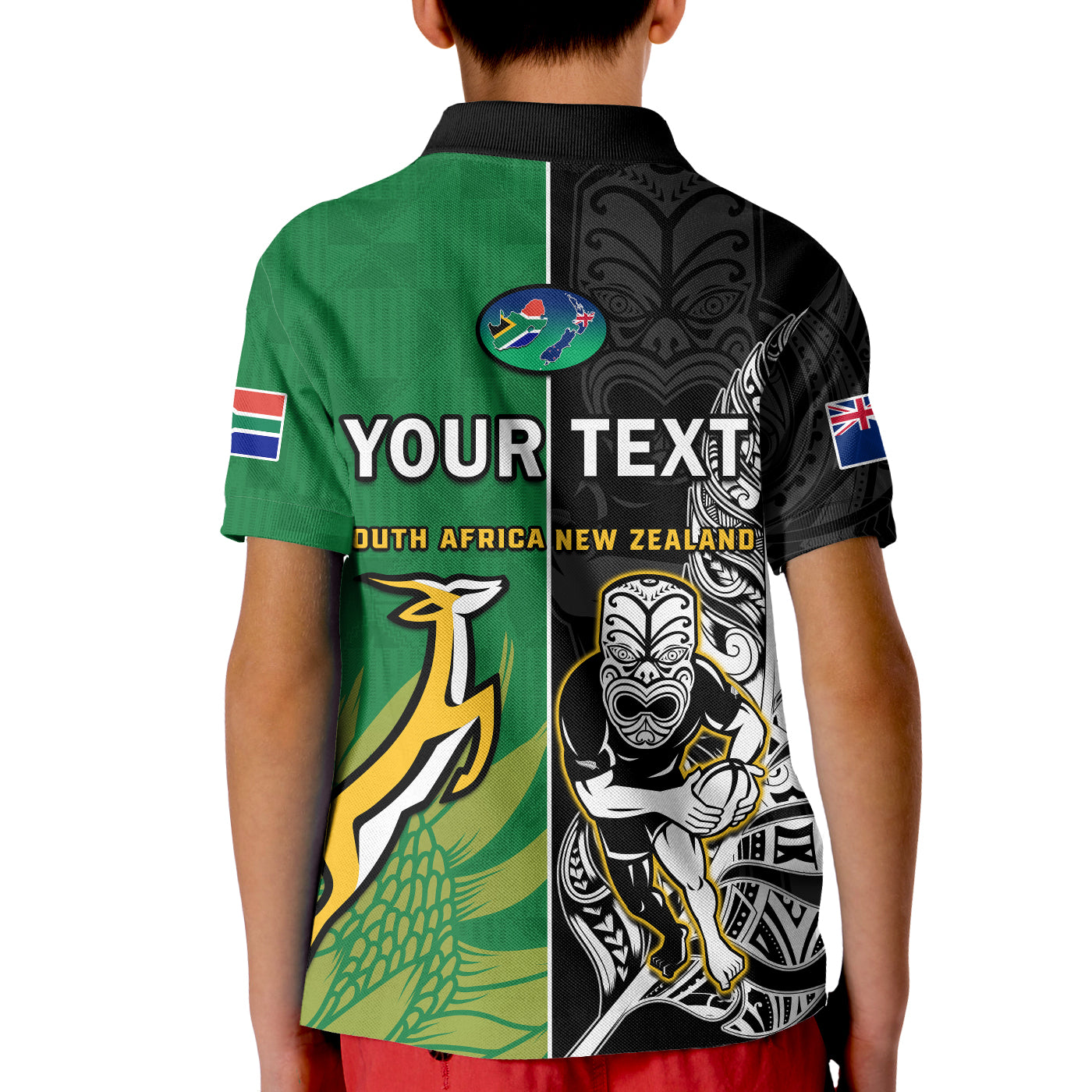 (Custom Personalised) New Zealand And South Africa Rugby Polo Shirt All Black Maori Mix Springboks - Vibe Hoodie Shop