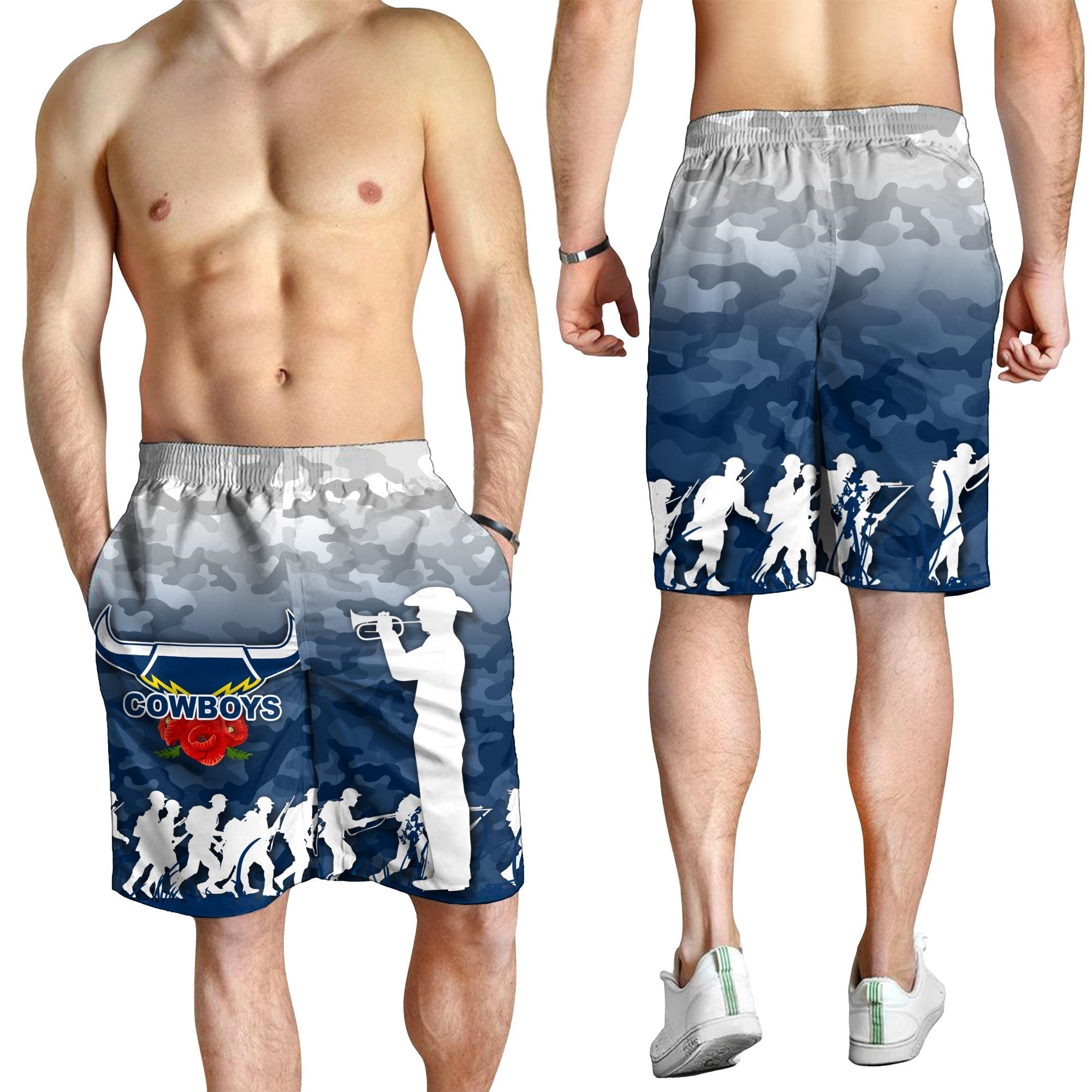 North Queensland Cowboys ANZAC Day Camo Men Short - - Vibe Hoodie Shop