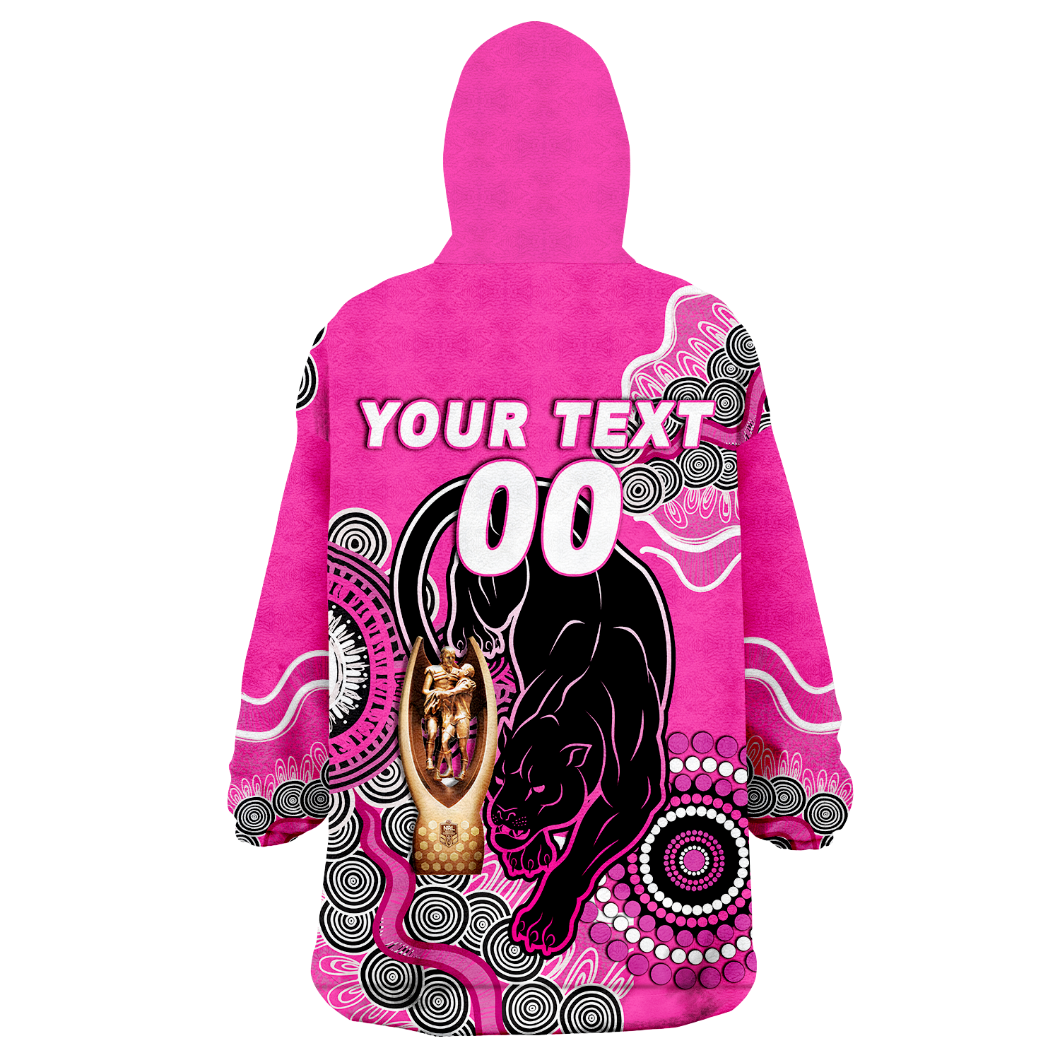 (Custom Personalised) Panthers Rugby Premiers 2022 Aboriginal Art Wearable Blanket Hoodie - - Vibe Hoodie Shop