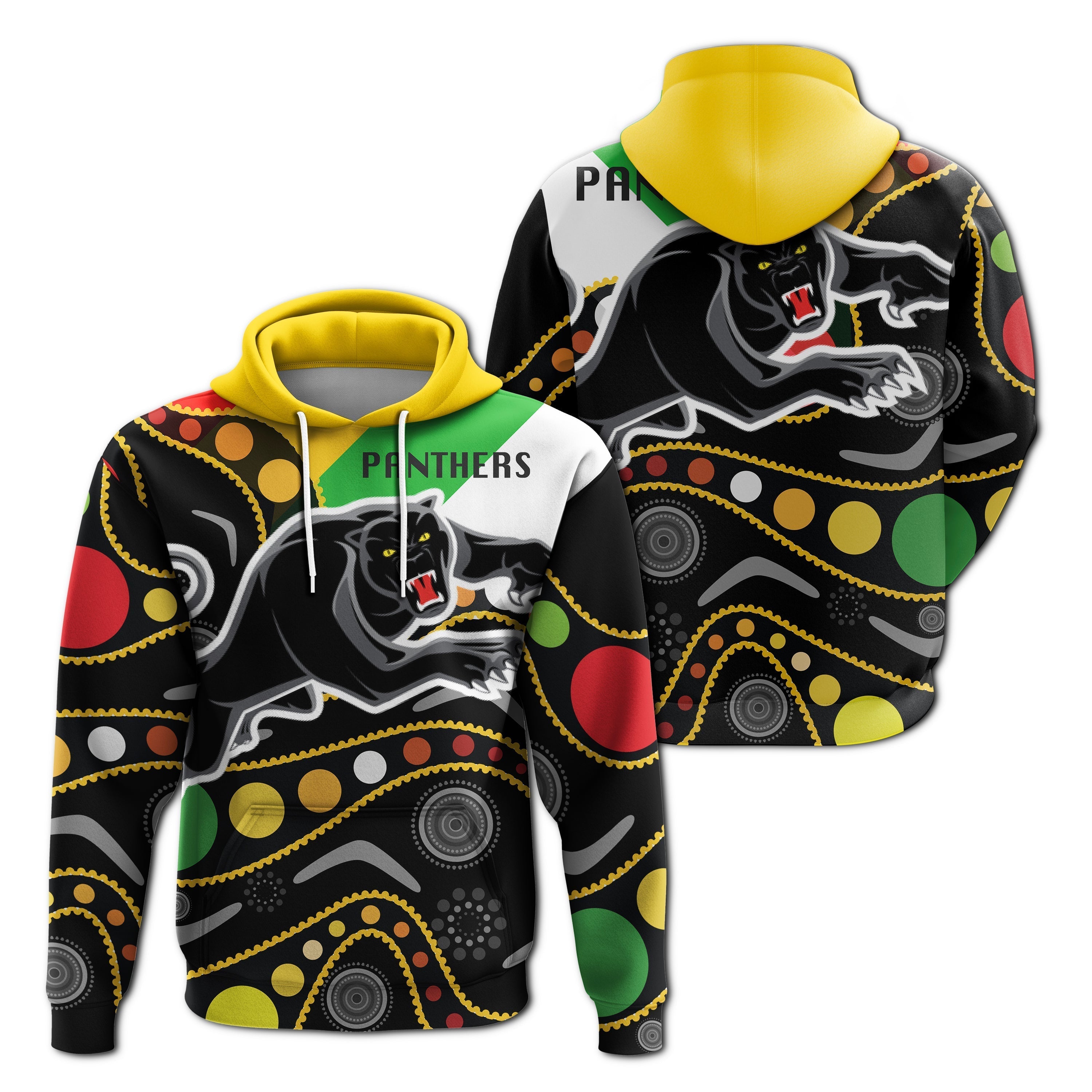 Penrith Panthers Hoodie - Panther With Colors NAIDOC Patterns - LT20 - Vibe Hoodie Shop
