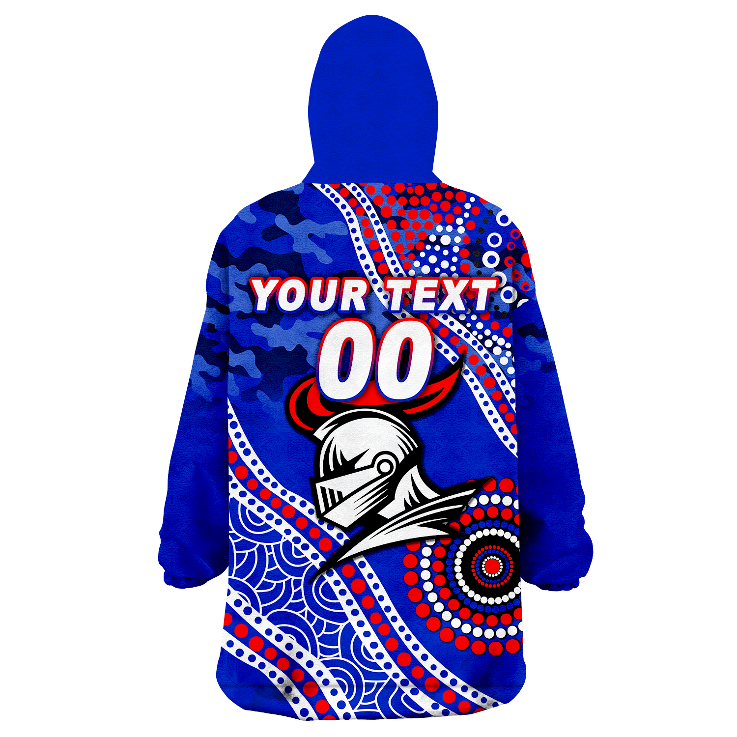 (Custom Personalised) Knights Rugby Camouflage Indigenous Art Wearable Blanket Hoodie - - Vibe Hoodie Shop