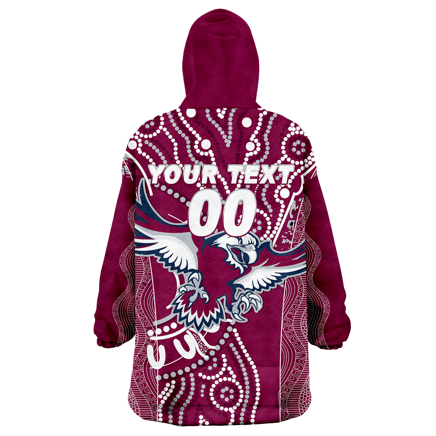 (Custom Personalised) Sea Eagles Rugby 2022 Aboriginal Art Wearable Blanket Hoodie - - Vibe Hoodie Shop