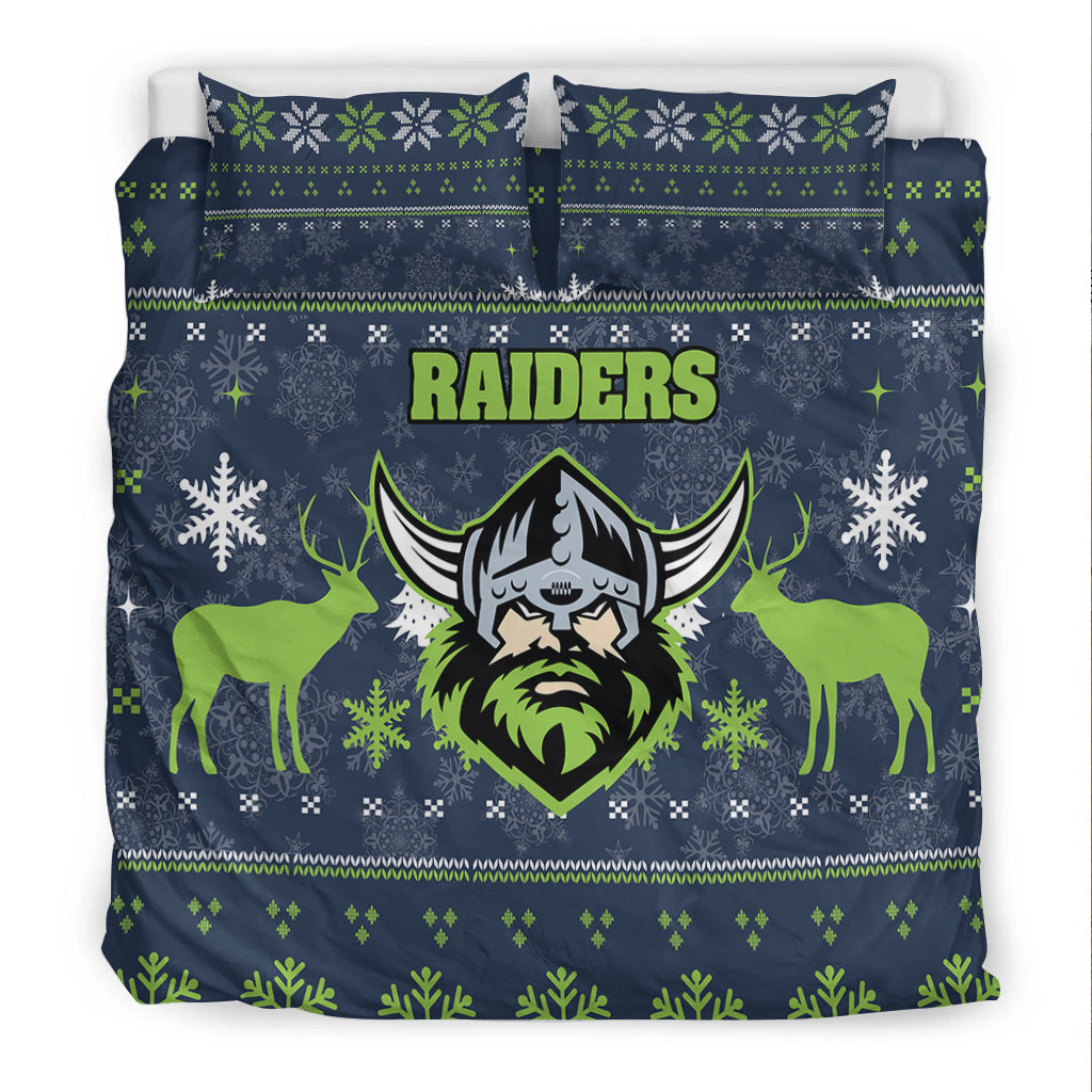 Canberra Raiders Bedding Set - Christmas Ugly Style - - Vibe Hoodie Shop
