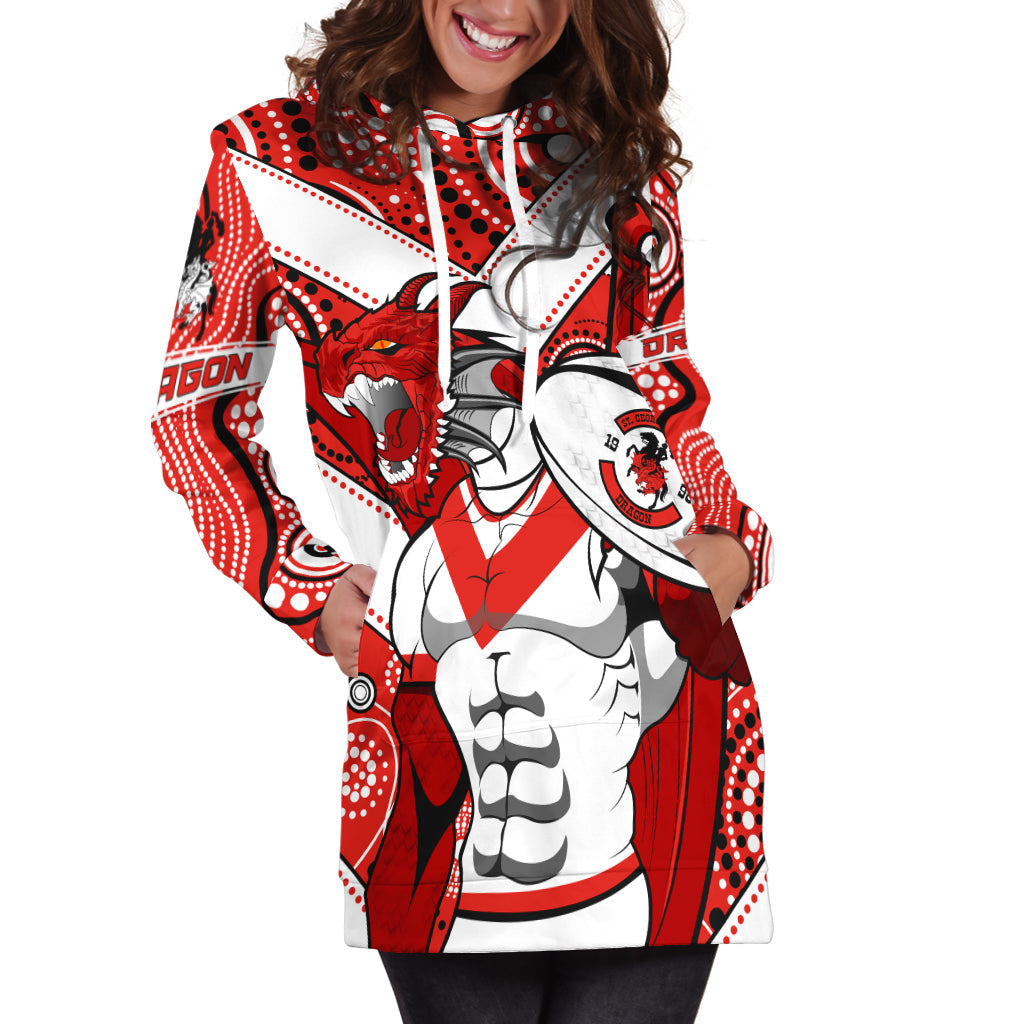 (Custom Personalised) Dragons Rugby Aboriginal St. George Illawarra Hoodie Dress - LT2