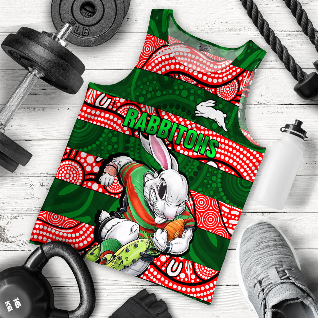 (Custom Personalised) Rabbitohs Rugby The Bunnies Aboriginal Men Tank Top - - Vibe Hoodie Shop