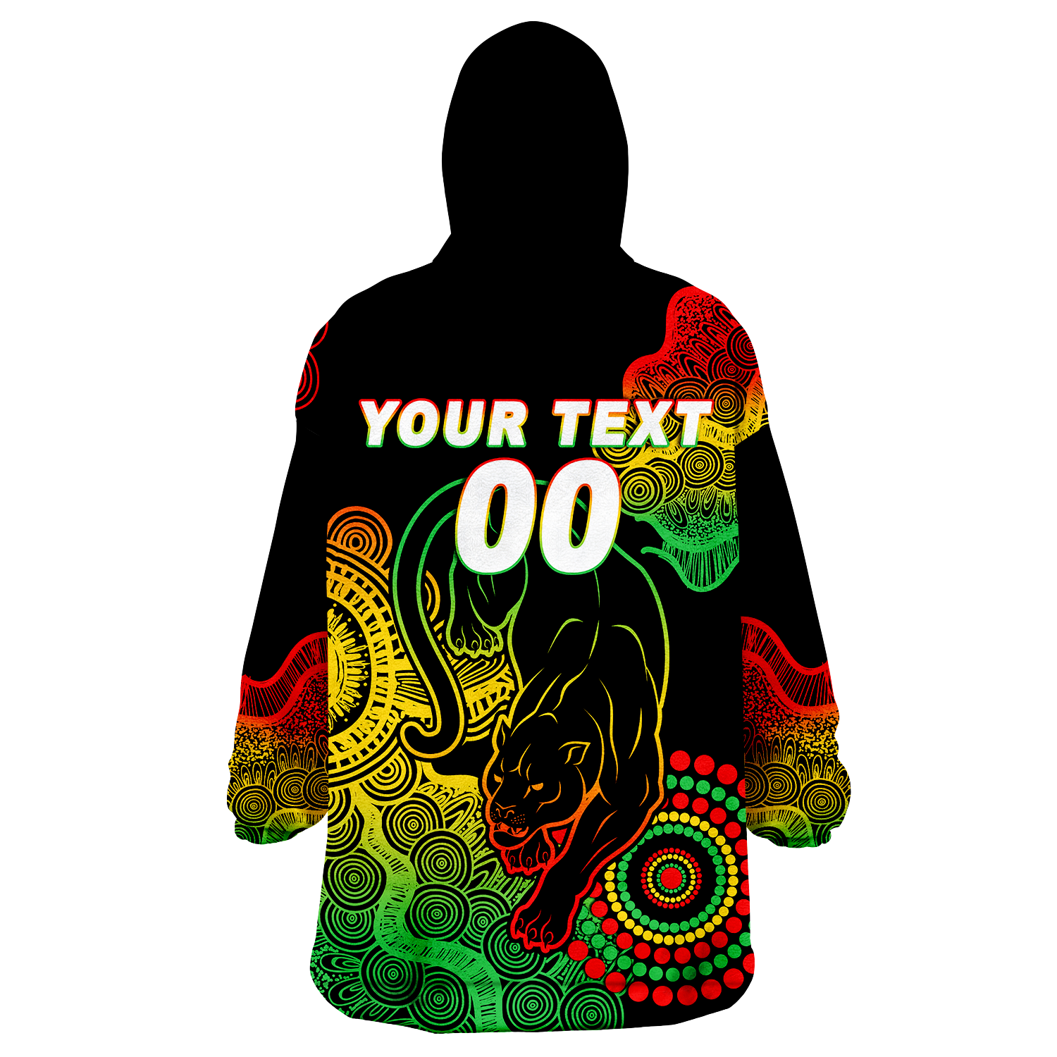 (Custom Personalised) Panthers Rugby 2022 Aboriginal Art Black Wearable Blanket Hoodie - - Vibe Hoodie Shop