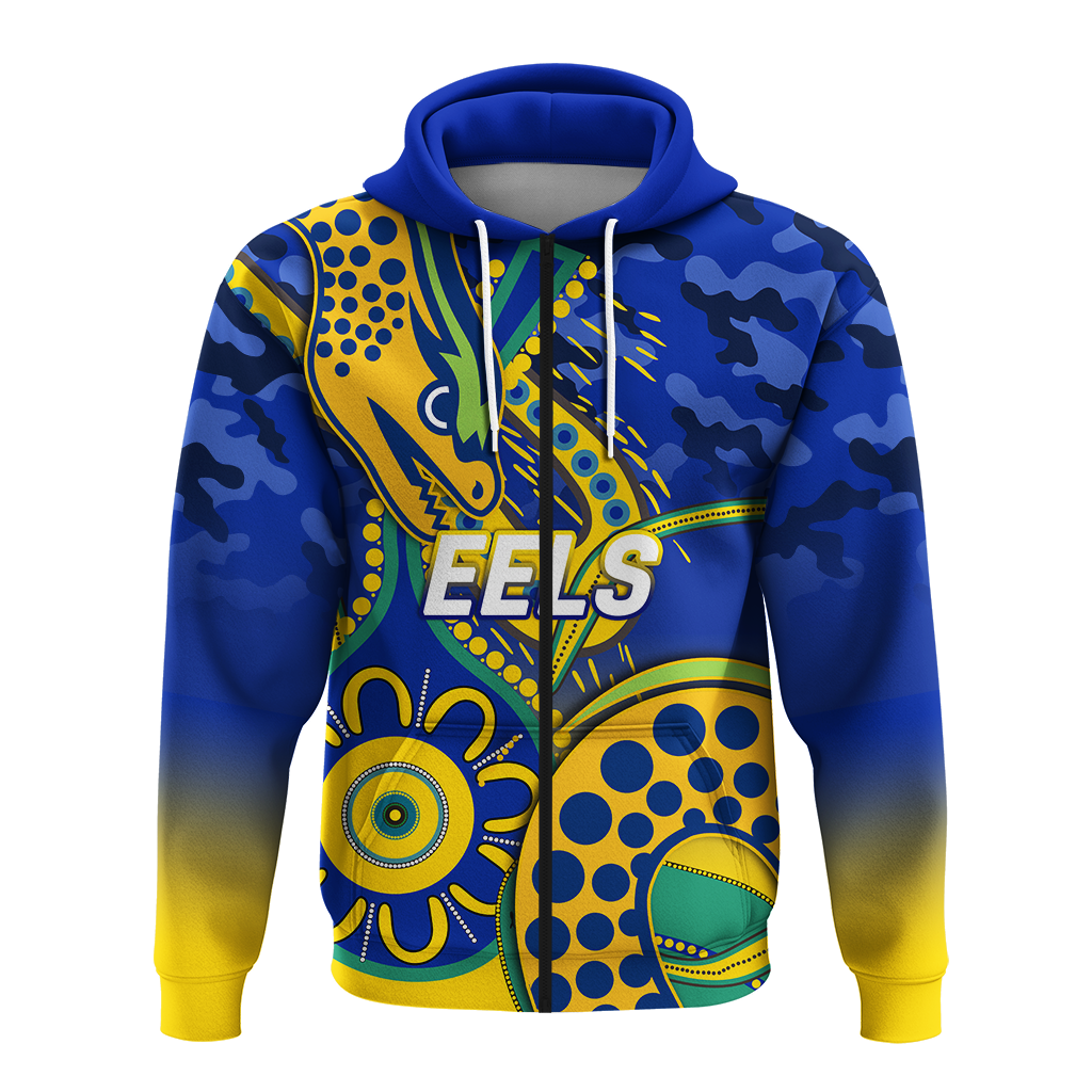 Eels Rugby ANZAC Day Camouflage Indigenous Art Hoodie - LT12 - Vibe Hoodie Shop