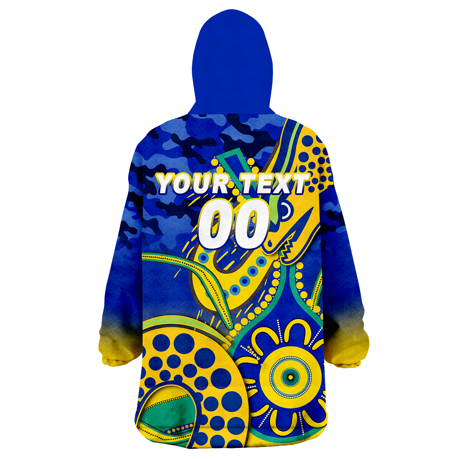 (Custom Personalised) Eels Rugby ANZAC Day Camouflage Indigenous Art Wearable Blanket Hoodie - - Vibe Hoodie Shop