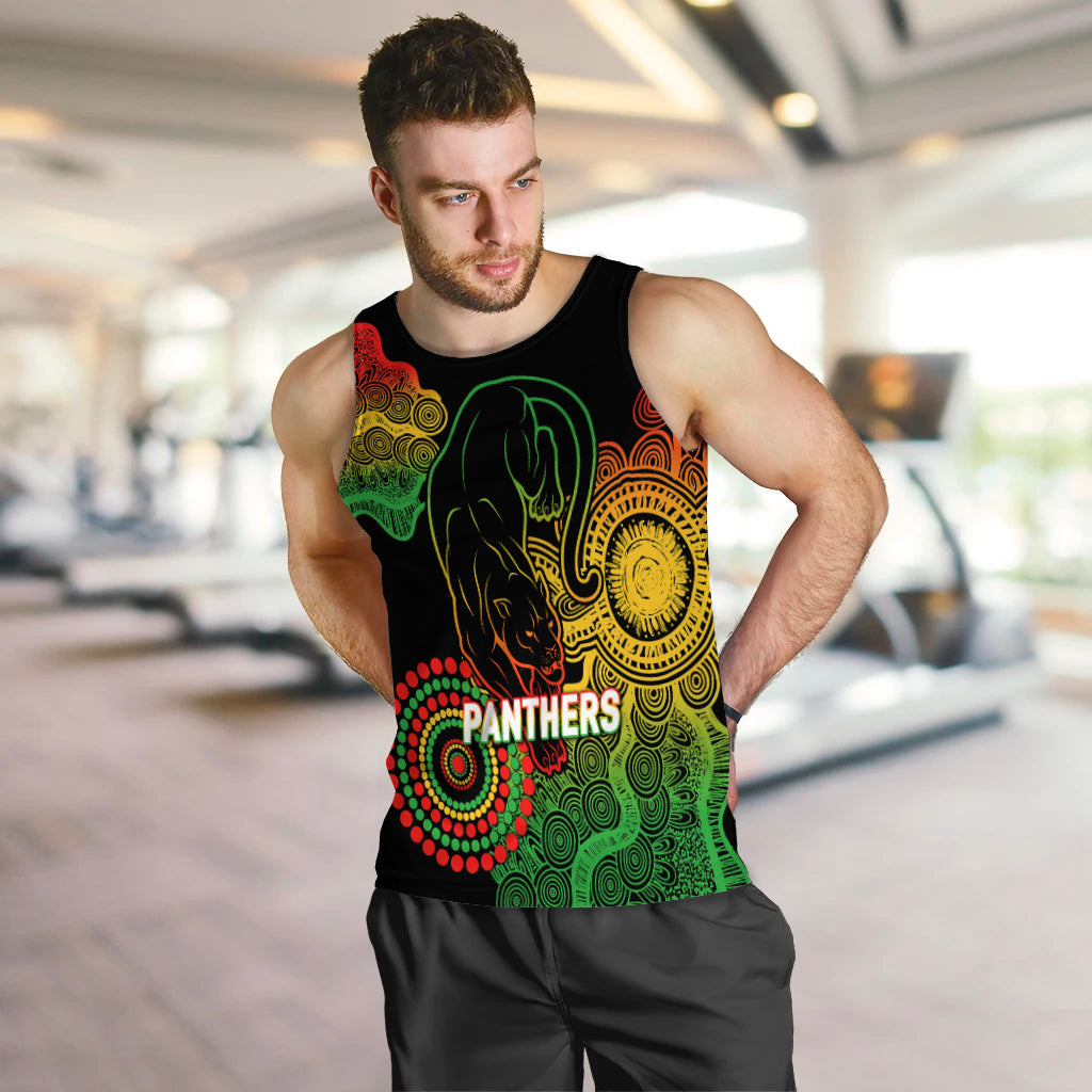 Panthers Rugby 2022 Aboriginal Art Black Men Tank Top - - Vibe Hoodie Shop