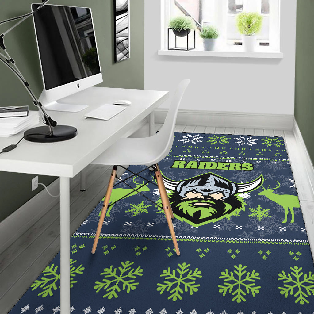 Canberra Raiders Area Rug - Christmas Ugly Style - - Vibe Hoodie Shop