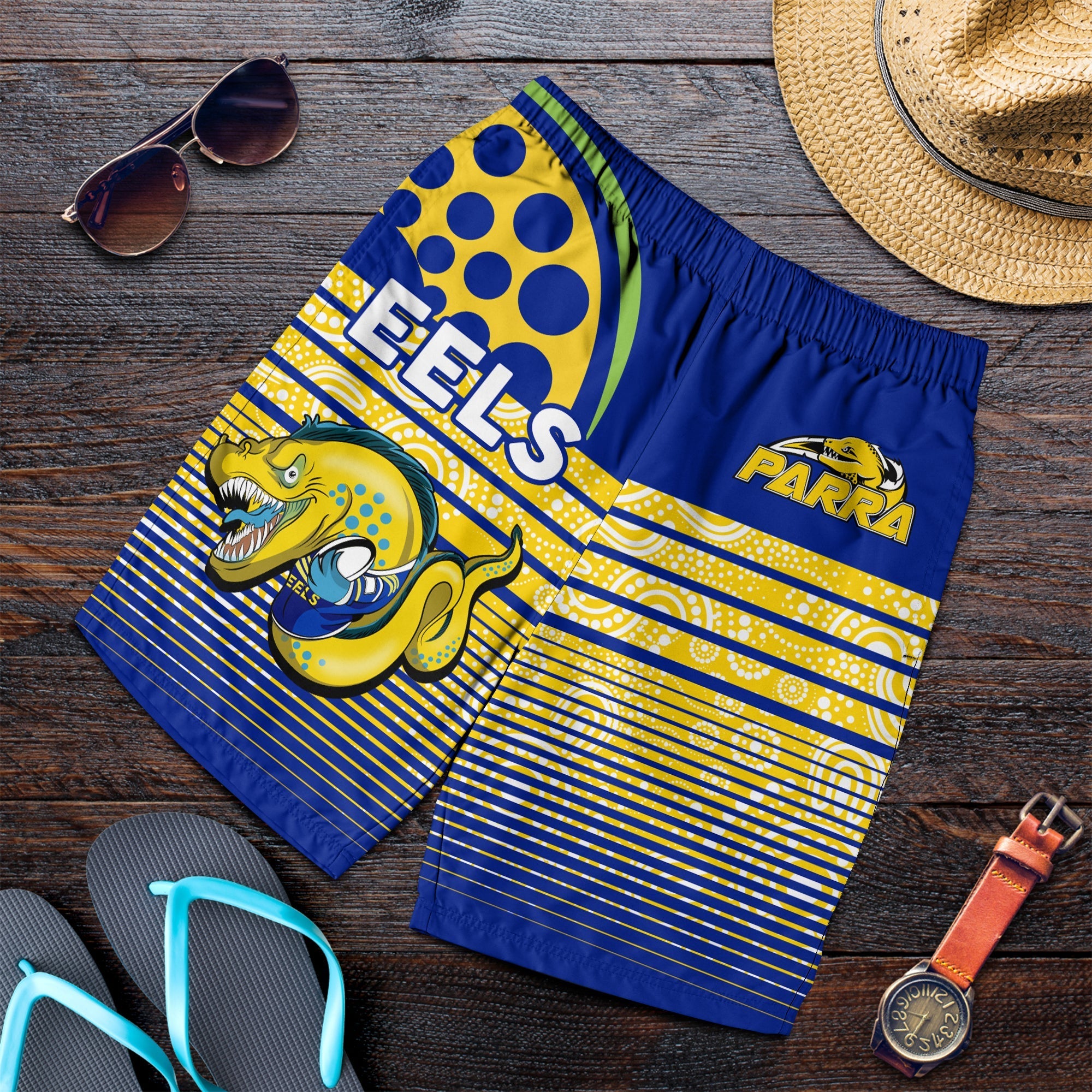 Eels Rugby Parra Aboriginal Blue And Gold Men Short - - Vibe Hoodie Shop