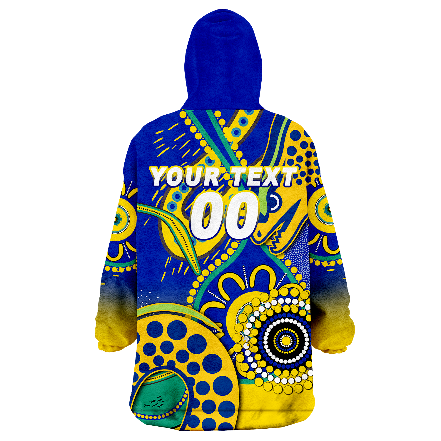 (Custom Personalised) Eels Rugby 2022 Aboriginal Art Wearable Blanket Hoodie - - Vibe Hoodie Shop