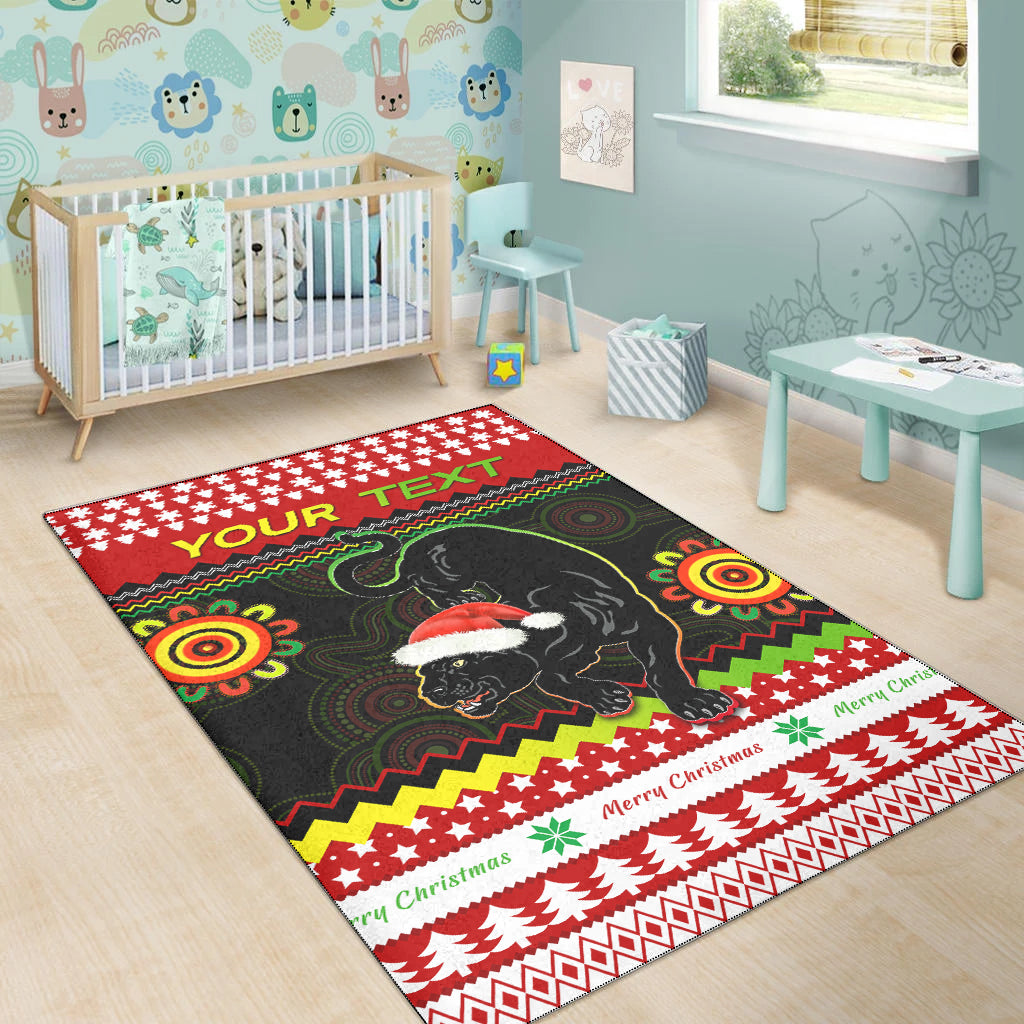 (Custom Personalised) Panthers Christmas Area Rug Penrith Snow mix Indigenous - Vibe Hoodie Shop