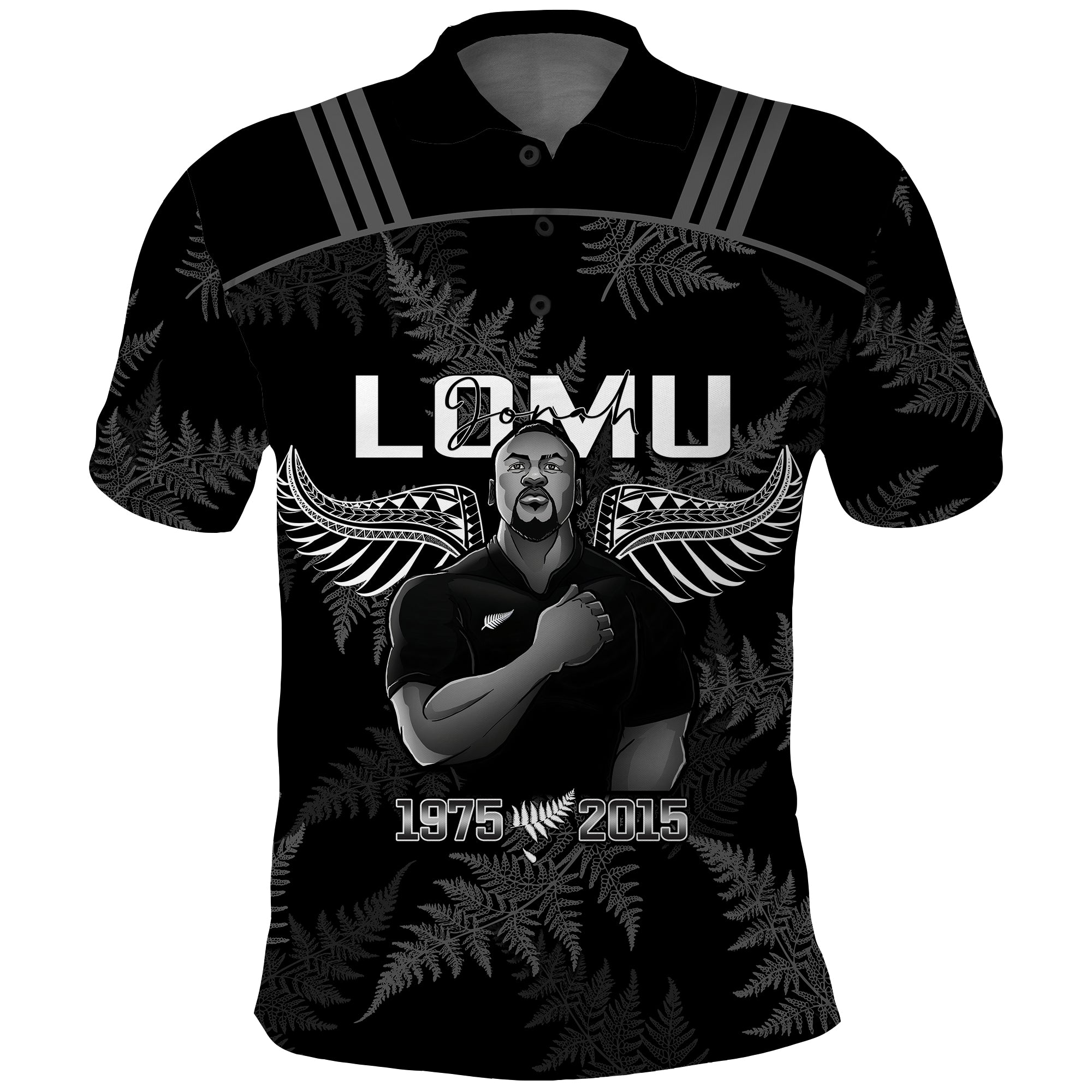 New Zealand Silver Fern Rugby Polo Shirt Jonah Lomu Aotearoa Legend - Vibe Hoodie Shop