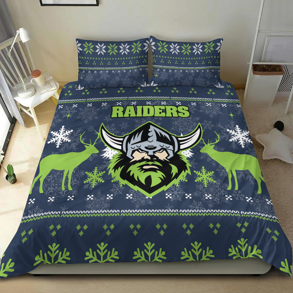 Canberra Raiders Bedding Set - Christmas Ugly Style - - Vibe Hoodie Shop