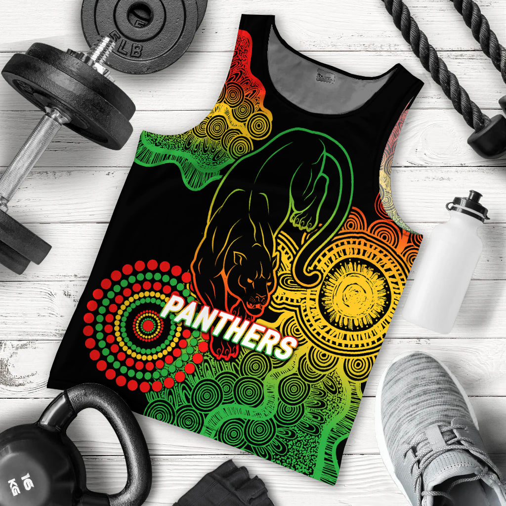 Panthers Rugby 2022 Aboriginal Art Black Men Tank Top - - Vibe Hoodie Shop