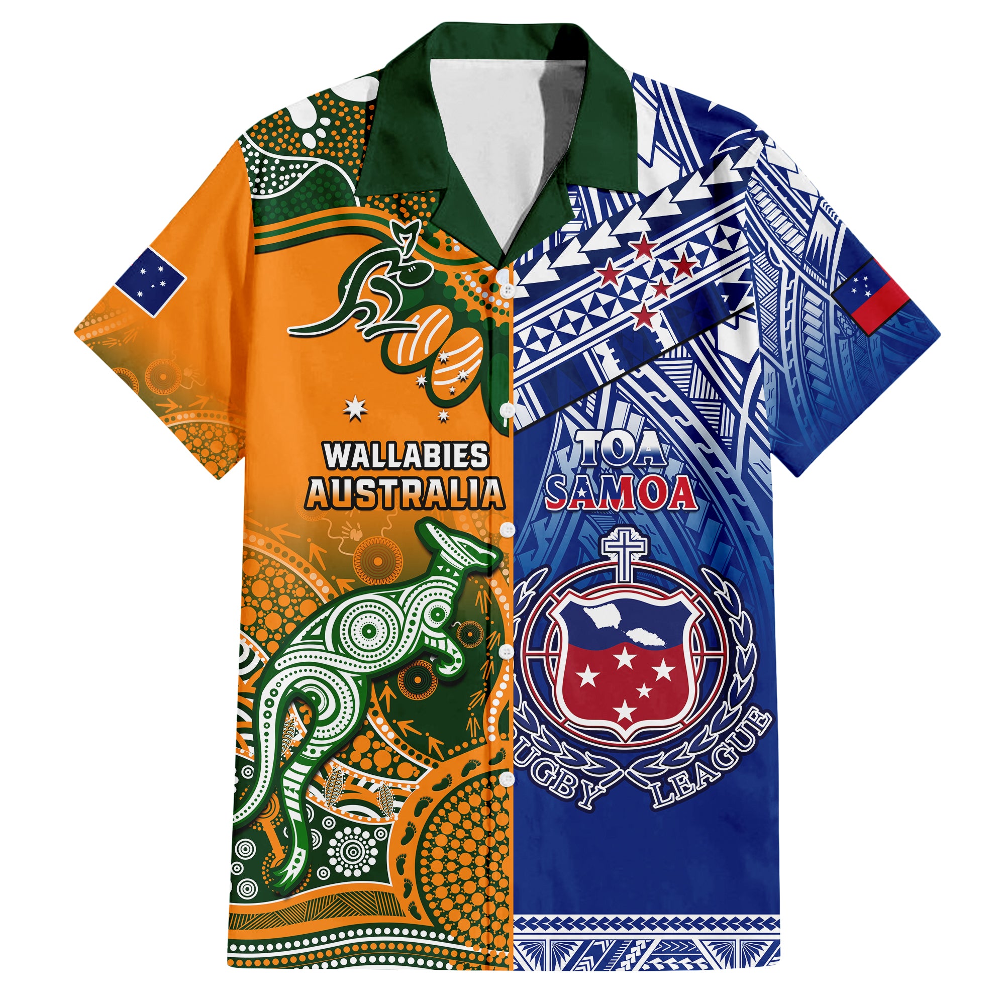 (Custom Personalised) Australia Wallabies And Toa Samoa Rugby Hawaiian Shirt Aboriginal Mix Polynesian - Vibe Hoodie Shop