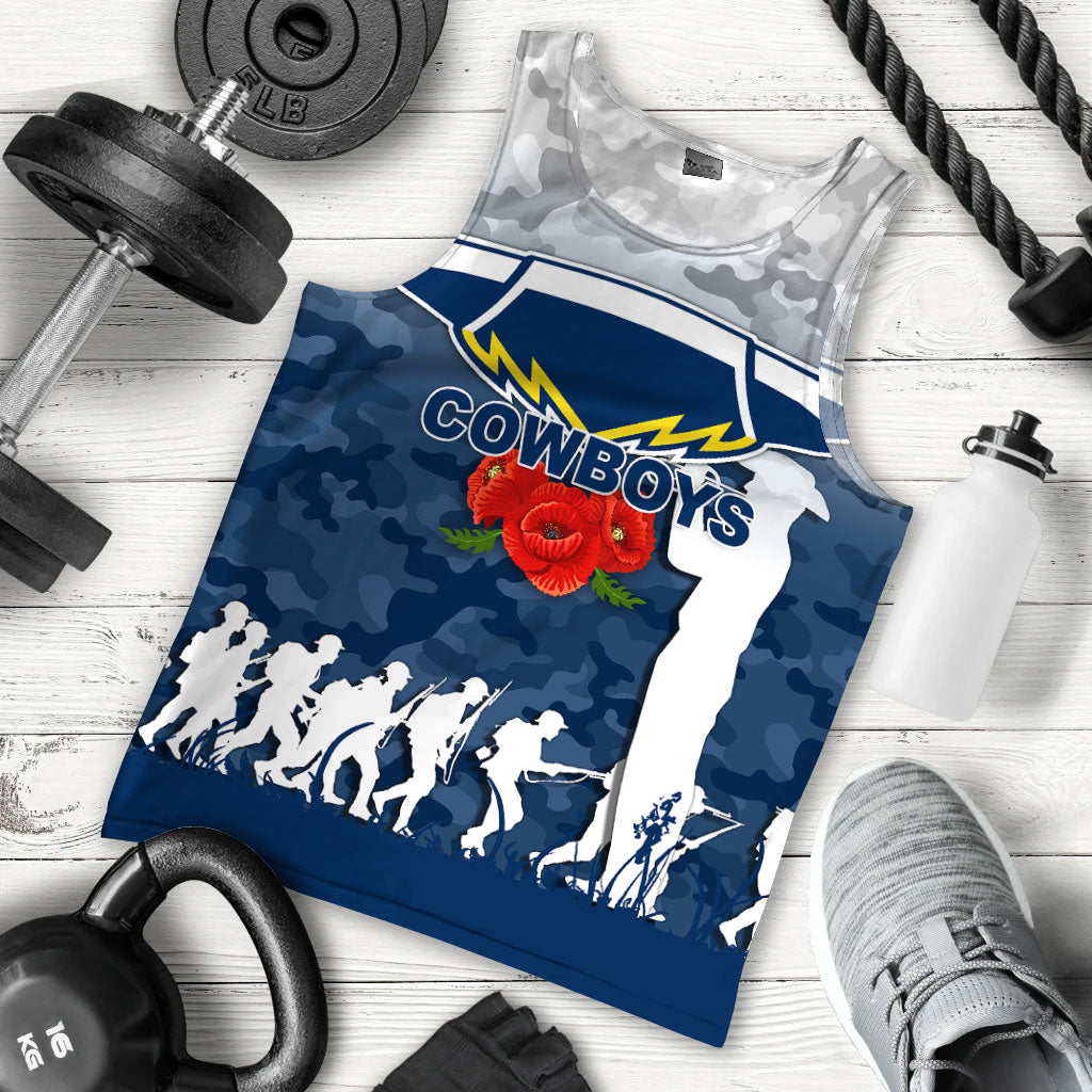North Queensland Cowboys ANZAC Day Camo Men Tank Top - - Vibe Hoodie Shop