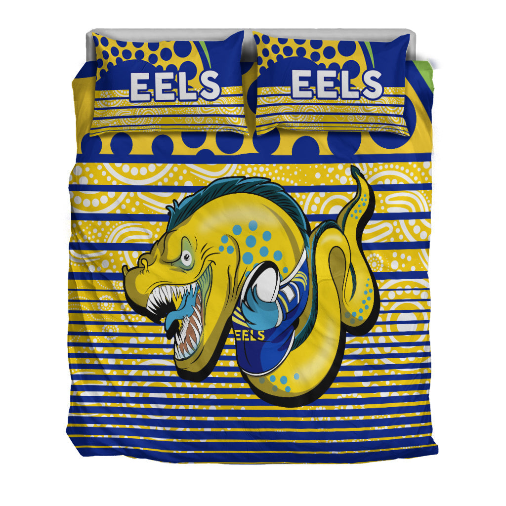 Eels Rugby Parra Aboriginal Blue And Gold Bedding Set - - Vibe Hoodie Shop