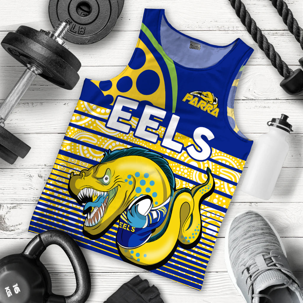 (Custom Personalised) Eels Rugby Parra Aboriginal Blue And Gold Men Tank Top - - Vibe Hoodie Shop