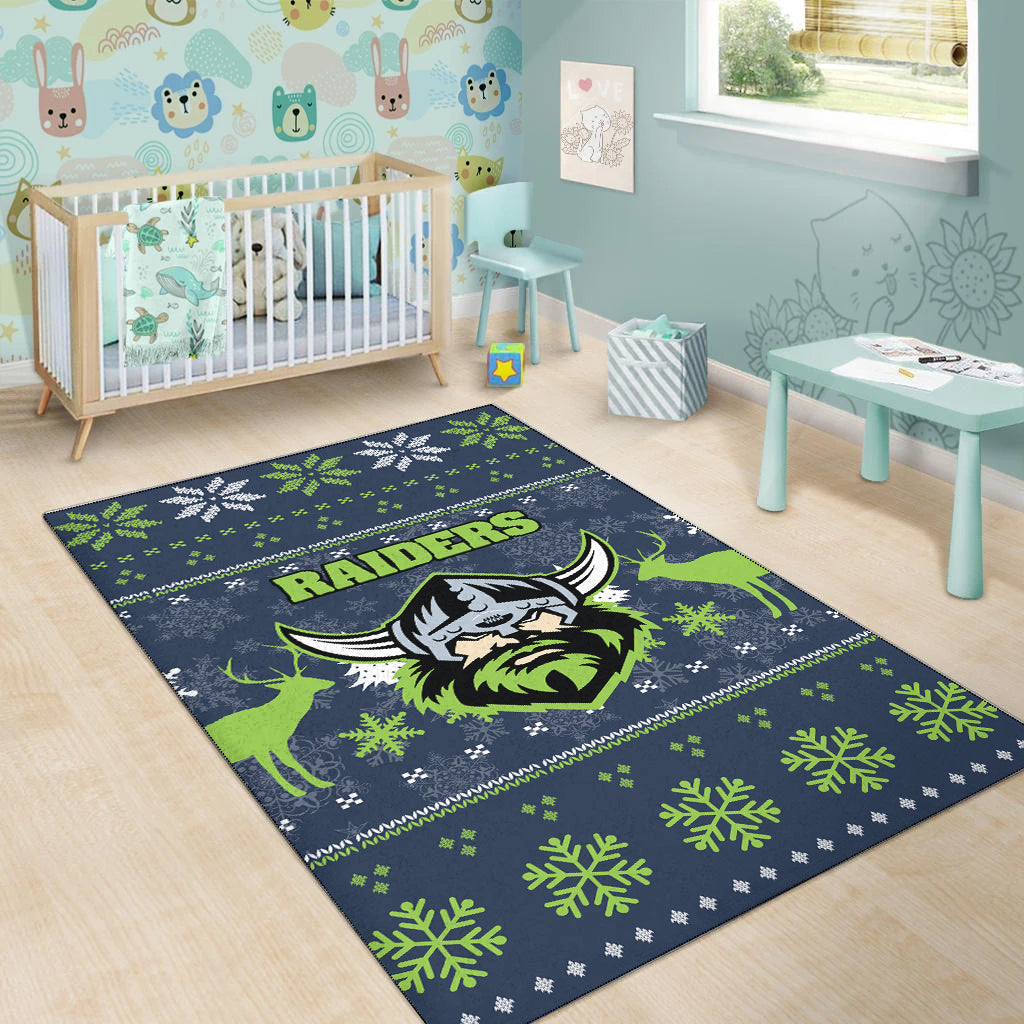 Canberra Raiders Area Rug - Christmas Ugly Style - - Vibe Hoodie Shop