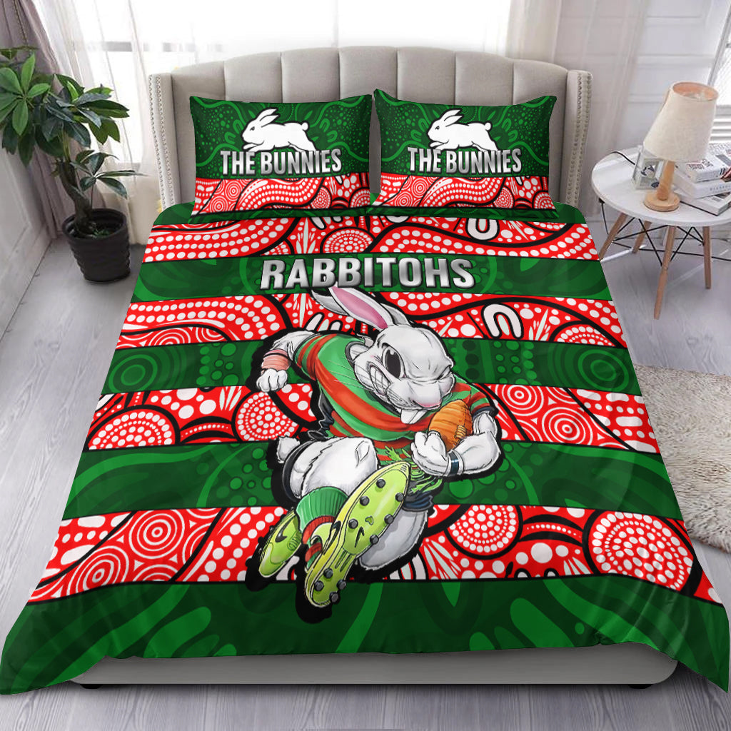 Rabbitohs Rugby The Bunnies Aboriginal Bedding Set - - Vibe Hoodie Shop