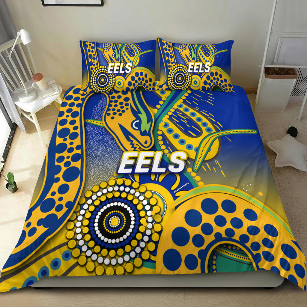Eels Rugby 2022 Aboriginal Art Bedding Set - - Vibe Hoodie Shop