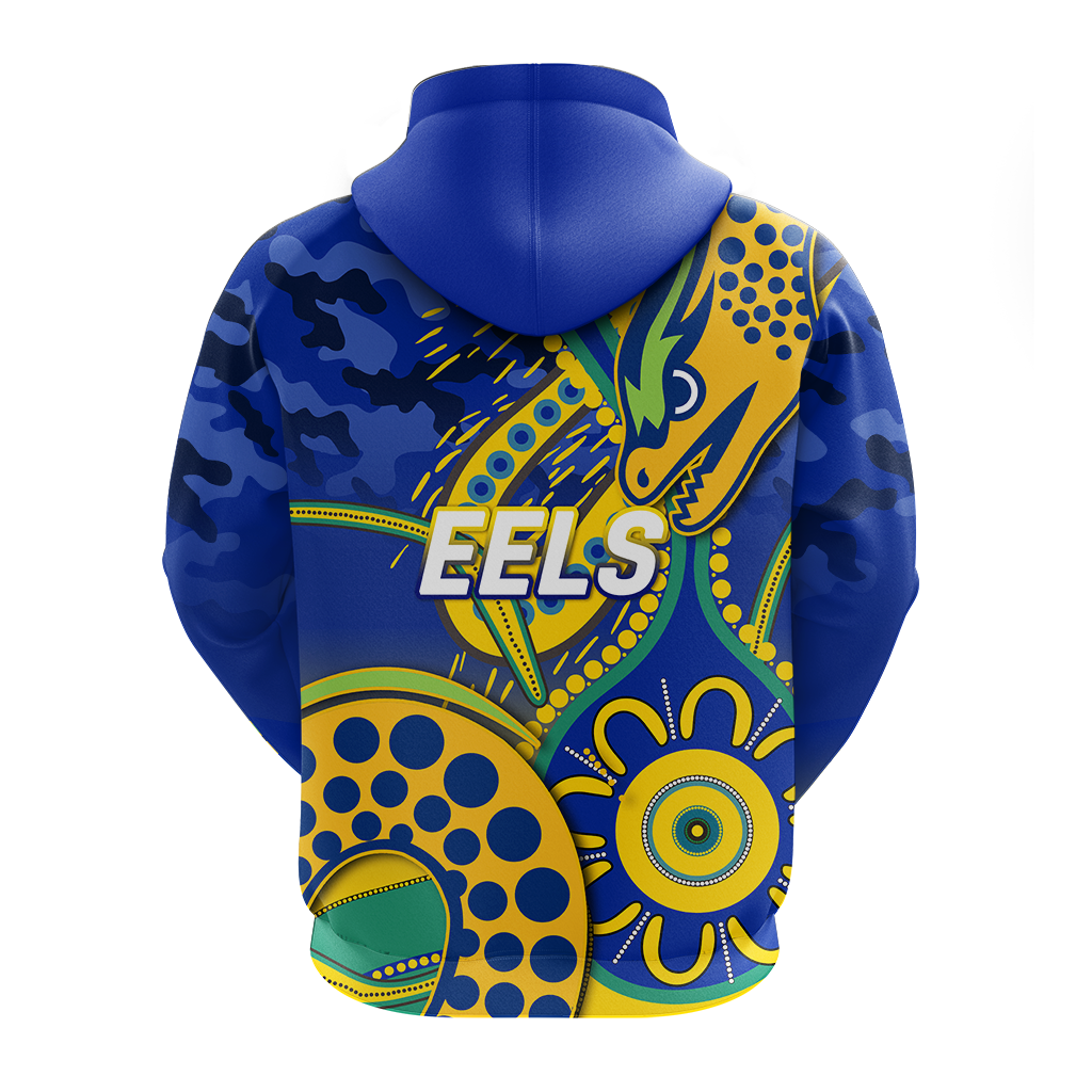 Eels Rugby ANZAC Day Camouflage Indigenous Art Hoodie - LT12 - Vibe Hoodie Shop