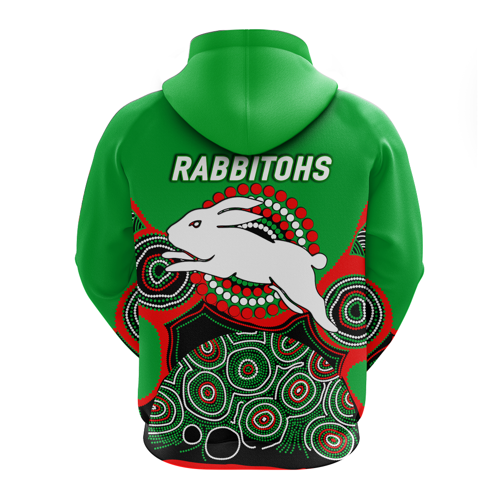 Rabbitohs Rugby 2022 Aboriginal Art Hoodie - LT12 - Vibe Hoodie Shop
