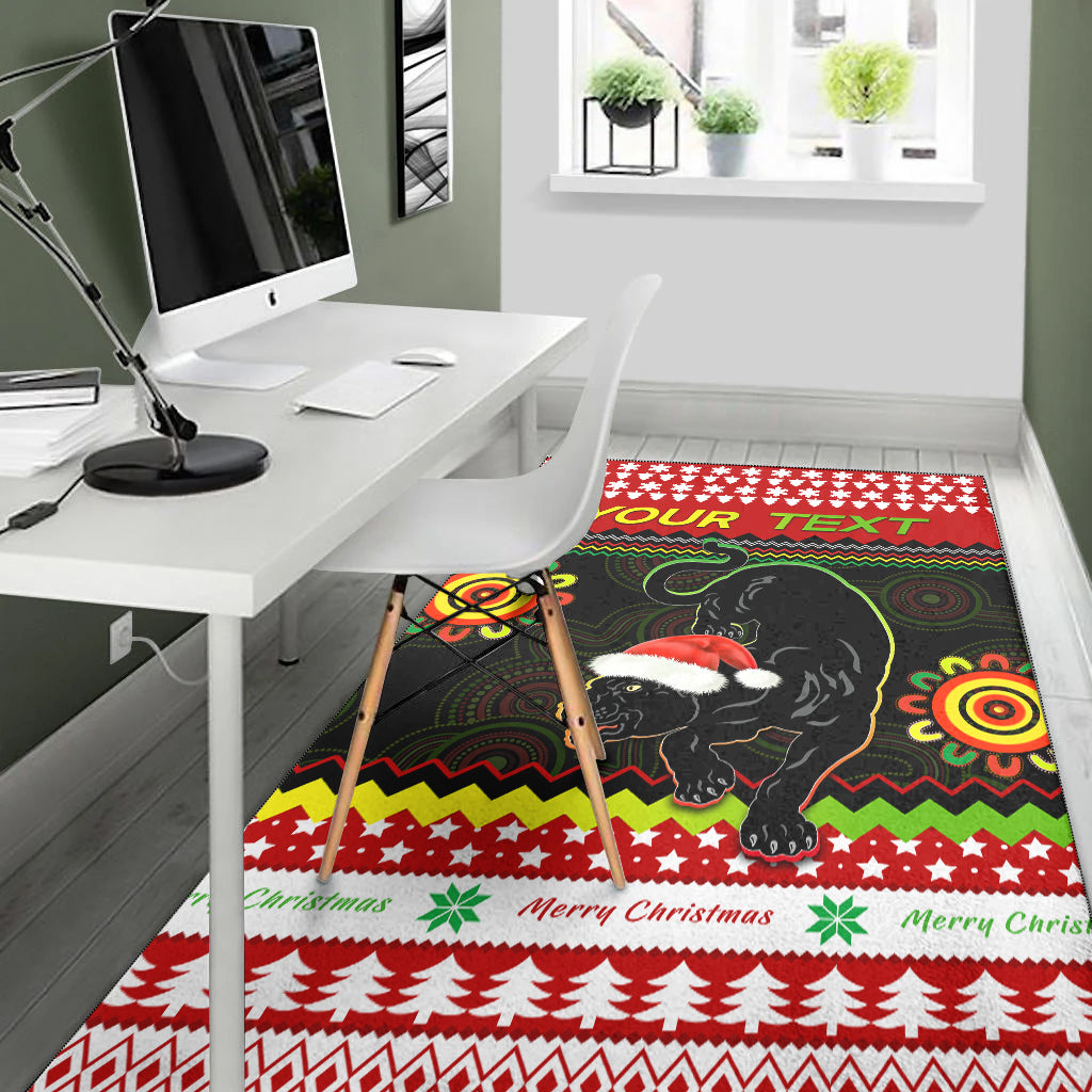 (Custom Personalised) Panthers Christmas Area Rug Penrith Snow mix Indigenous - Vibe Hoodie Shop