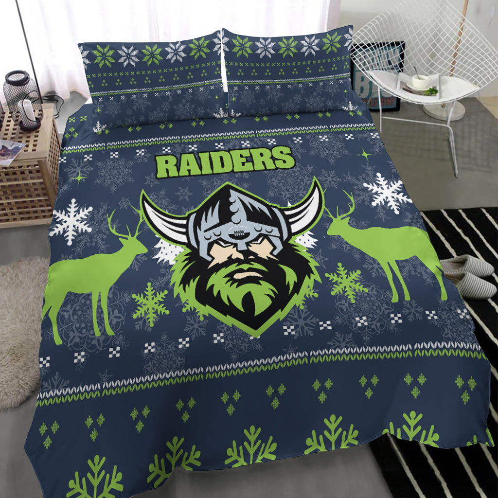 Canberra Raiders Bedding Set - Christmas Ugly Style - - Vibe Hoodie Shop