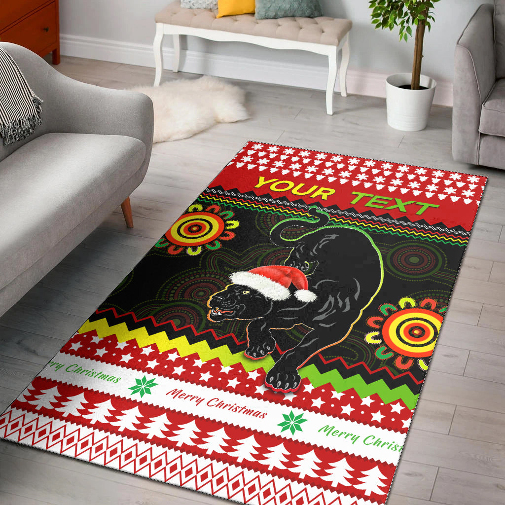 (Custom Personalised) Panthers Christmas Area Rug Penrith Snow mix Indigenous - Vibe Hoodie Shop