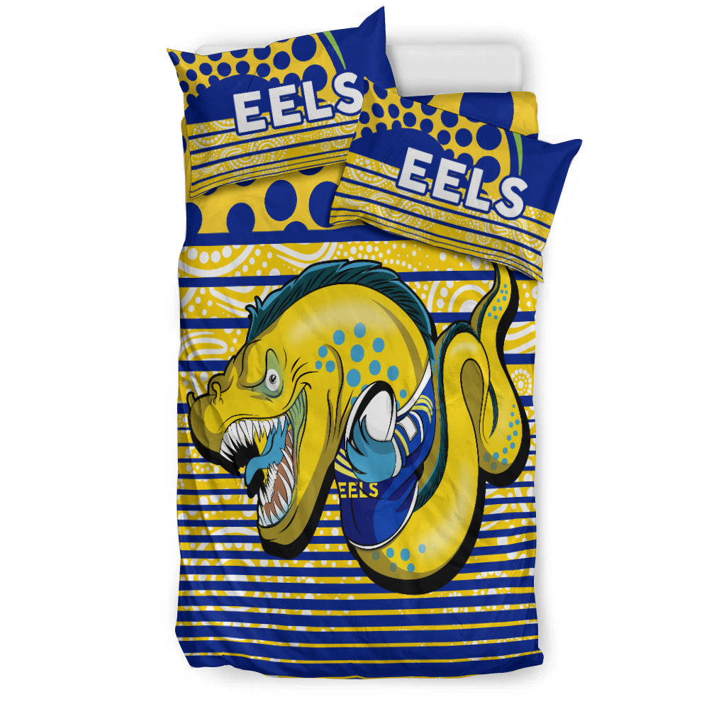 Eels Rugby Parra Aboriginal Blue And Gold Bedding Set - - Vibe Hoodie Shop
