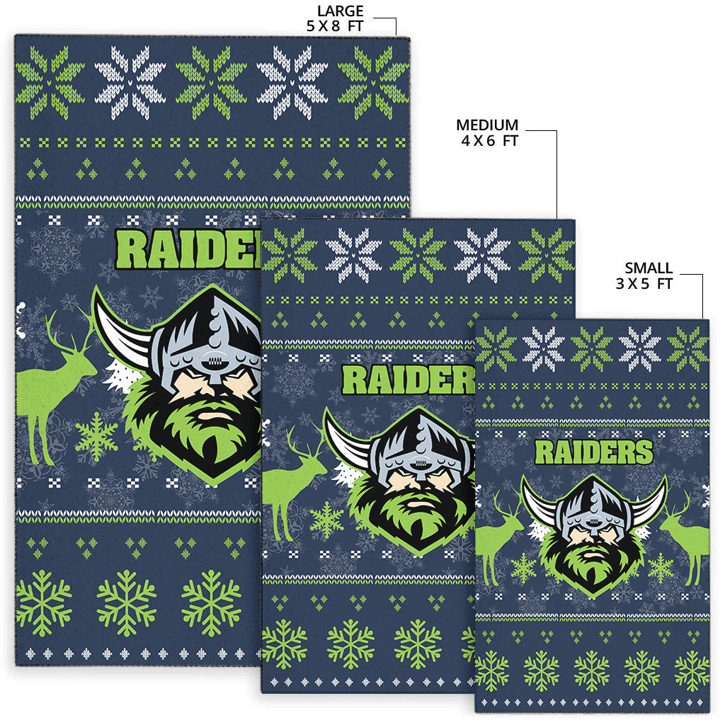 Canberra Raiders Area Rug - Christmas Ugly Style - - Vibe Hoodie Shop