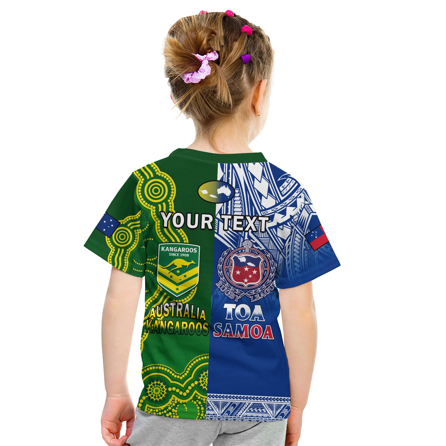 (Custom Personalised) Samoa Rugby and Australia Rugby T Shirt KID Toa Samoa Mix Kangaroos Pacific - Vibe Hoodie Shop