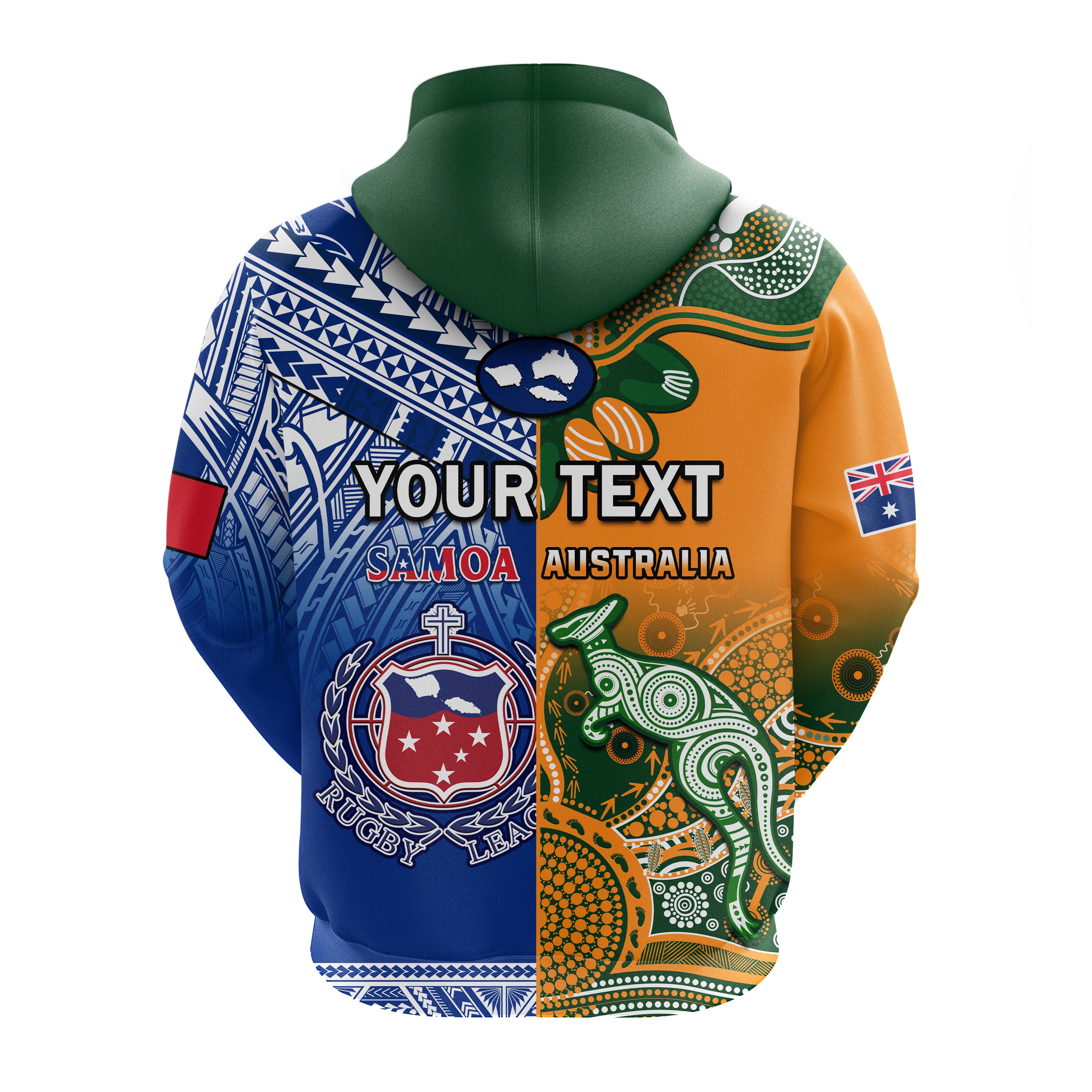 (Custom Personalised) Australia Wallabies And Toa Samoa Rugby Hoodie Aboriginal Mix Polynesian - Vibe Hoodie Shop