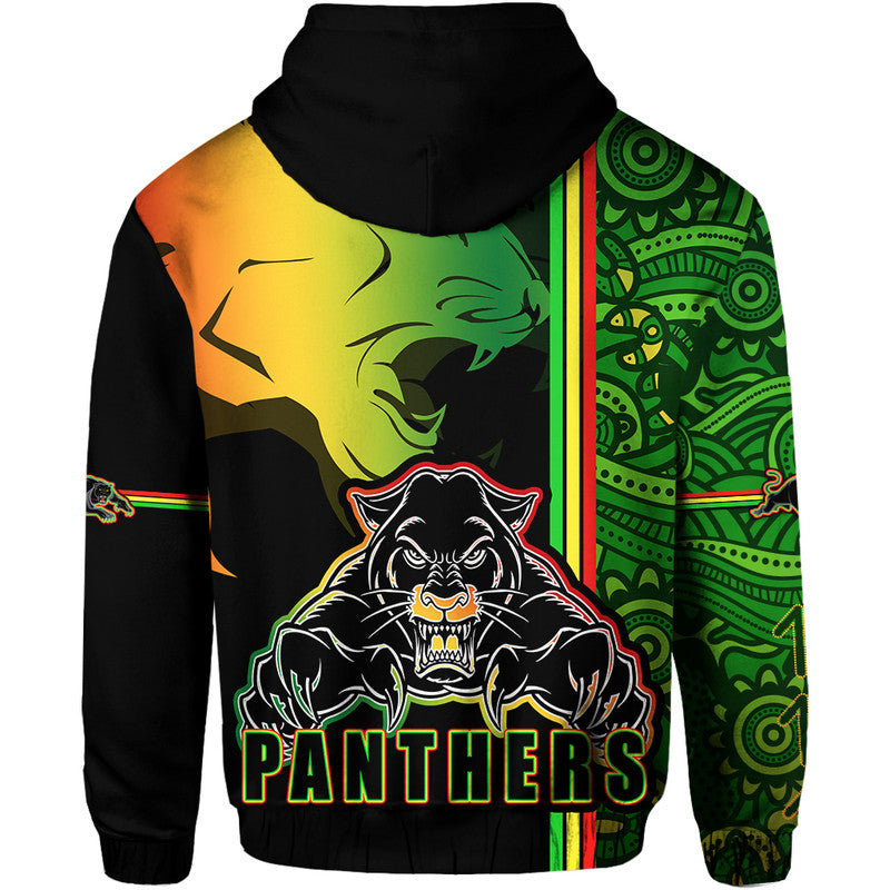Penrith Panthers Zip Up And Pullover Hoodie Angry Panther Indigenous Aboriginal Style LT9 - Vibe Hoodie Shop