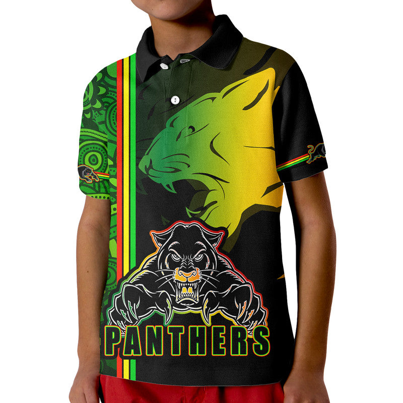 Penrith Panthers Polo Shirt Angry Panther Indigenous Aboriginal Style LT9 - Vibe Hoodie Shop