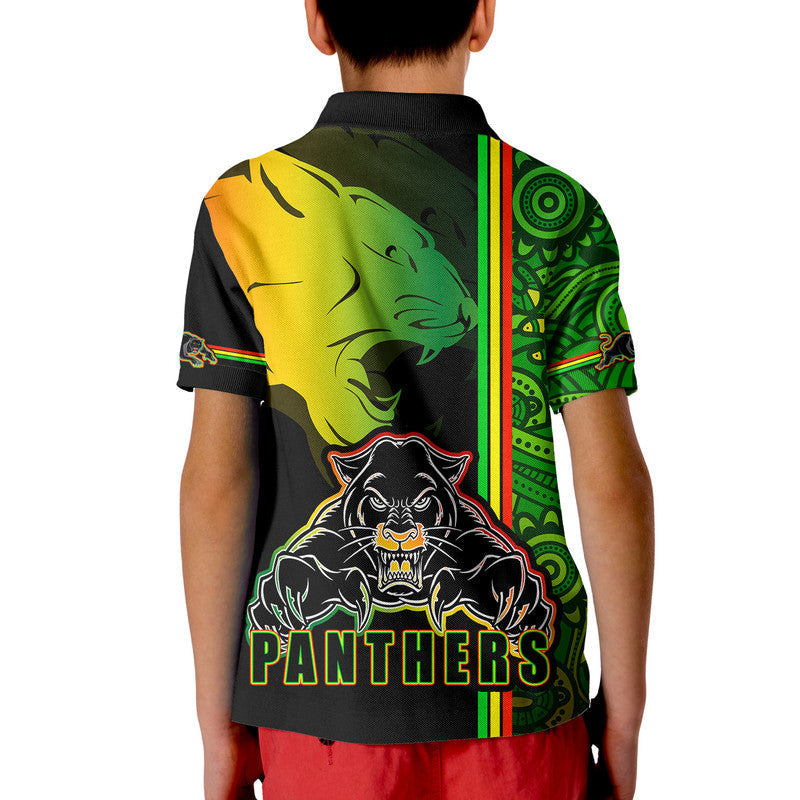 Penrith Panthers Polo Shirt Angry Panther Indigenous Aboriginal Style LT9 - Vibe Hoodie Shop