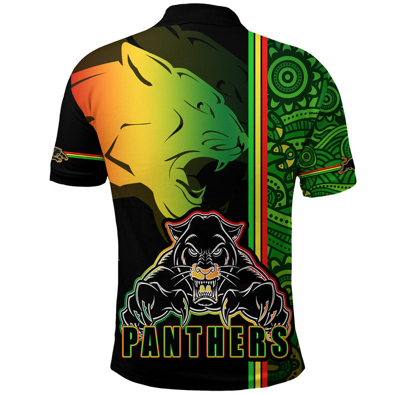 Penrith Panthers Polo Shirt Angry Panther Indigenous Aboriginal Style LT9 - Vibe Hoodie Shop