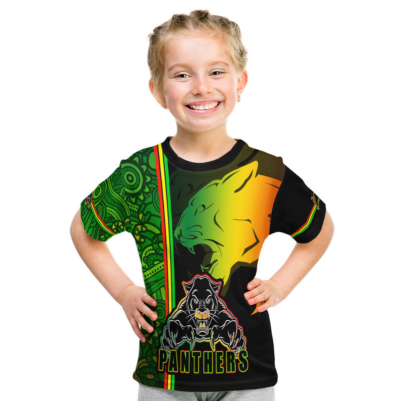 Penrith Panthers T Shirt Angry Panther Indigenous Aboriginal Style LT9 - Vibe Hoodie Shop