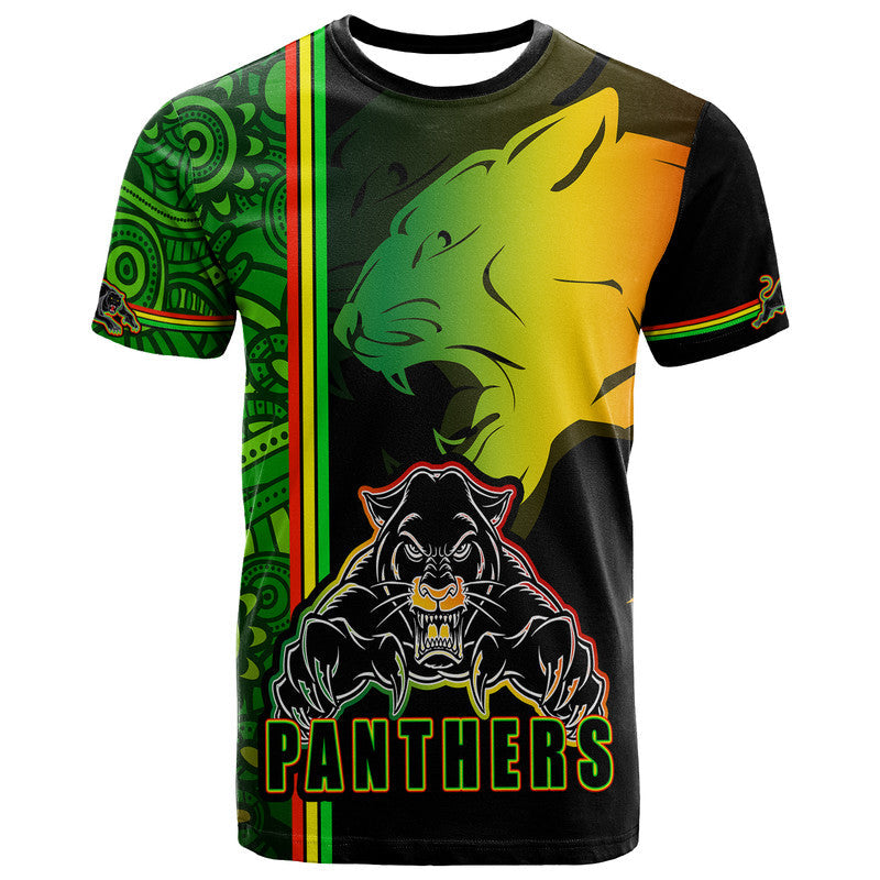 Penrith Panthers T Shirt Angry Panther Indigenous Aboriginal Style LT9 - Vibe Hoodie Shop