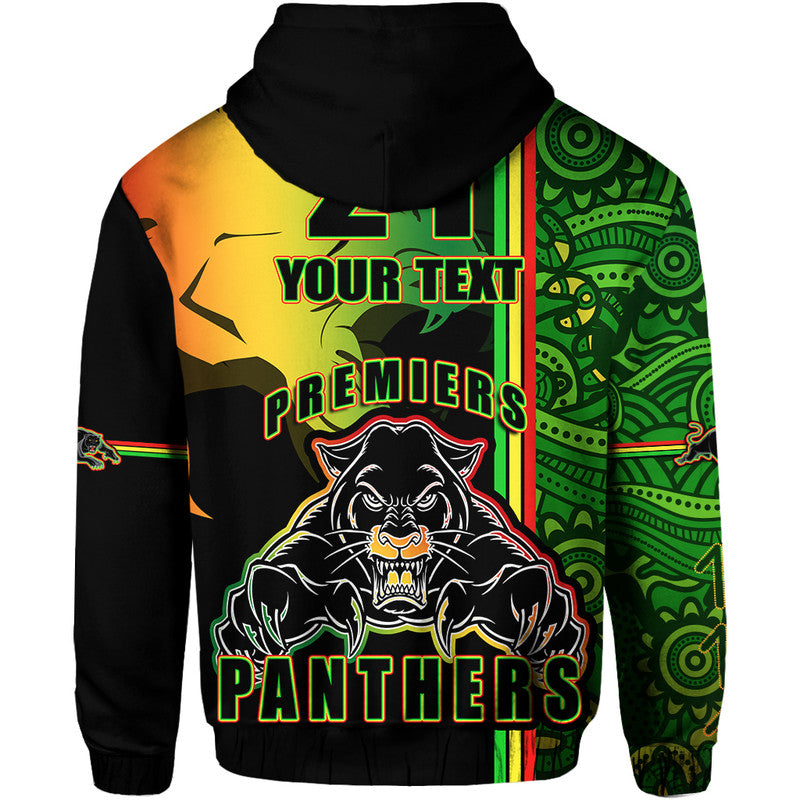(Custom Personalised) Penrith Panthers Premiers Zip Up And Pullover Hoodie Angry Panther Indigenous Aboriginal Style LT9 - Vibe Hoodie Shop
