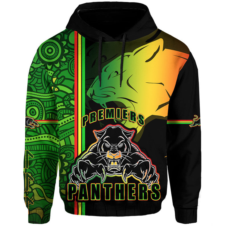 Penrith Panthers Premiers Zip Up And Pullover Hoodie Angry Panther Indigenous Aboriginal Style LT9 - Vibe Hoodie Shop