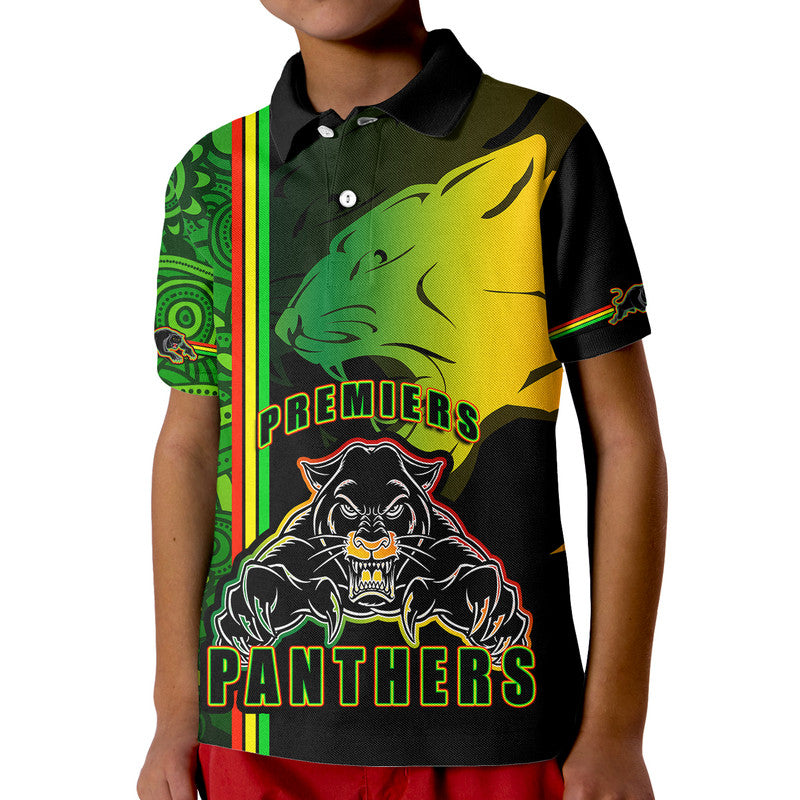 Penrith Panthers Premiers Polo Shirt Angry Panther Indigenous Aboriginal Style LT9 - Vibe Hoodie Shop