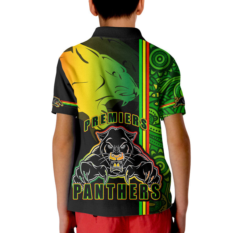 Penrith Panthers Premiers Polo Shirt Angry Panther Indigenous Aboriginal Style LT9 - Vibe Hoodie Shop