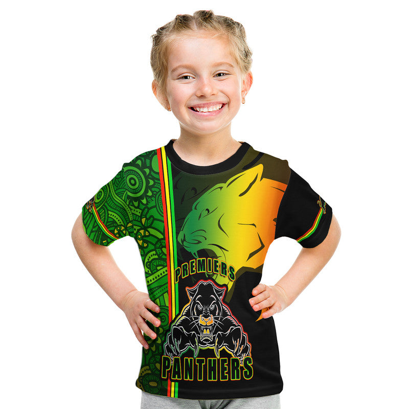 Penrith Panthers Premiers T Shirt Angry Panther Indigenous Aboriginal Style LT9 - Vibe Hoodie Shop