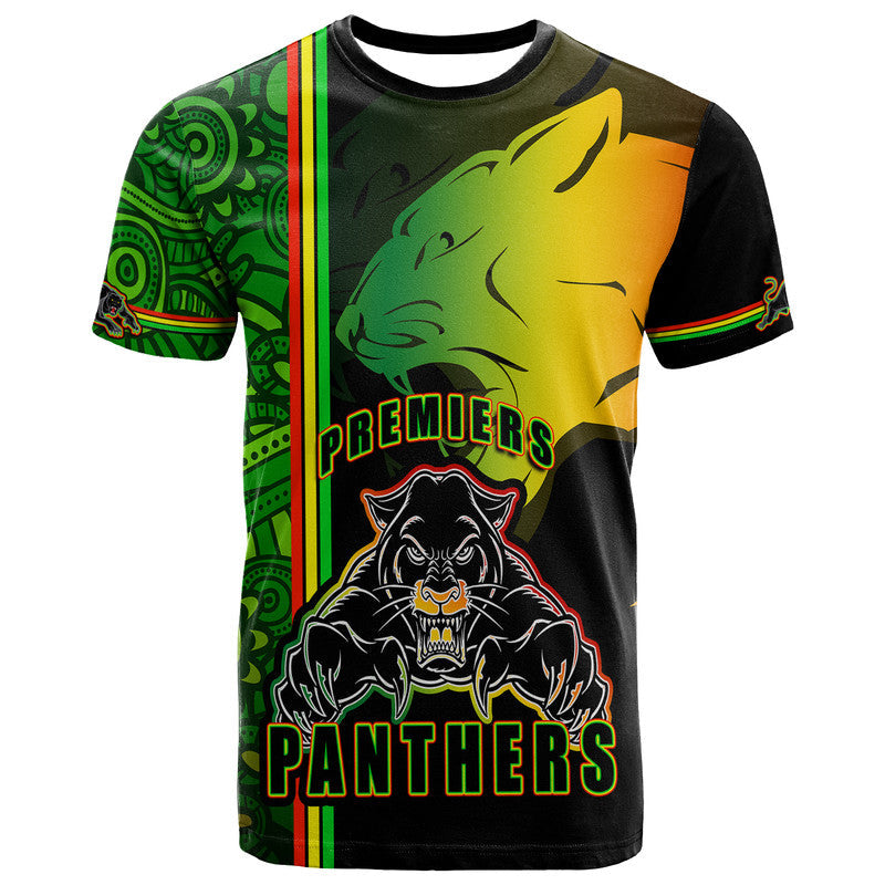 Penrith Panthers Premiers T Shirt Angry Panther Indigenous Aboriginal Style LT9 - Vibe Hoodie Shop