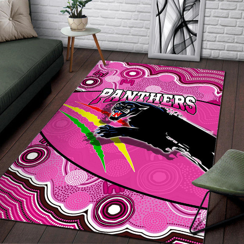 Panthers Rugby Area Rug Aboriginal Basic Style-Pink - Vibe Hoodie Shop