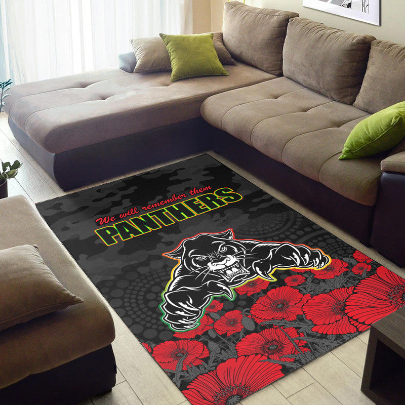 Panthers Rugby ANZAC Area Rug Angry Panther Camouflage With Poppy No2 - Vibe Hoodie Shop